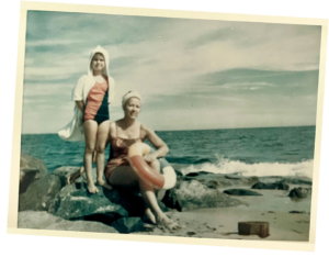 Lois and her aunt at Pleasant Street Beach